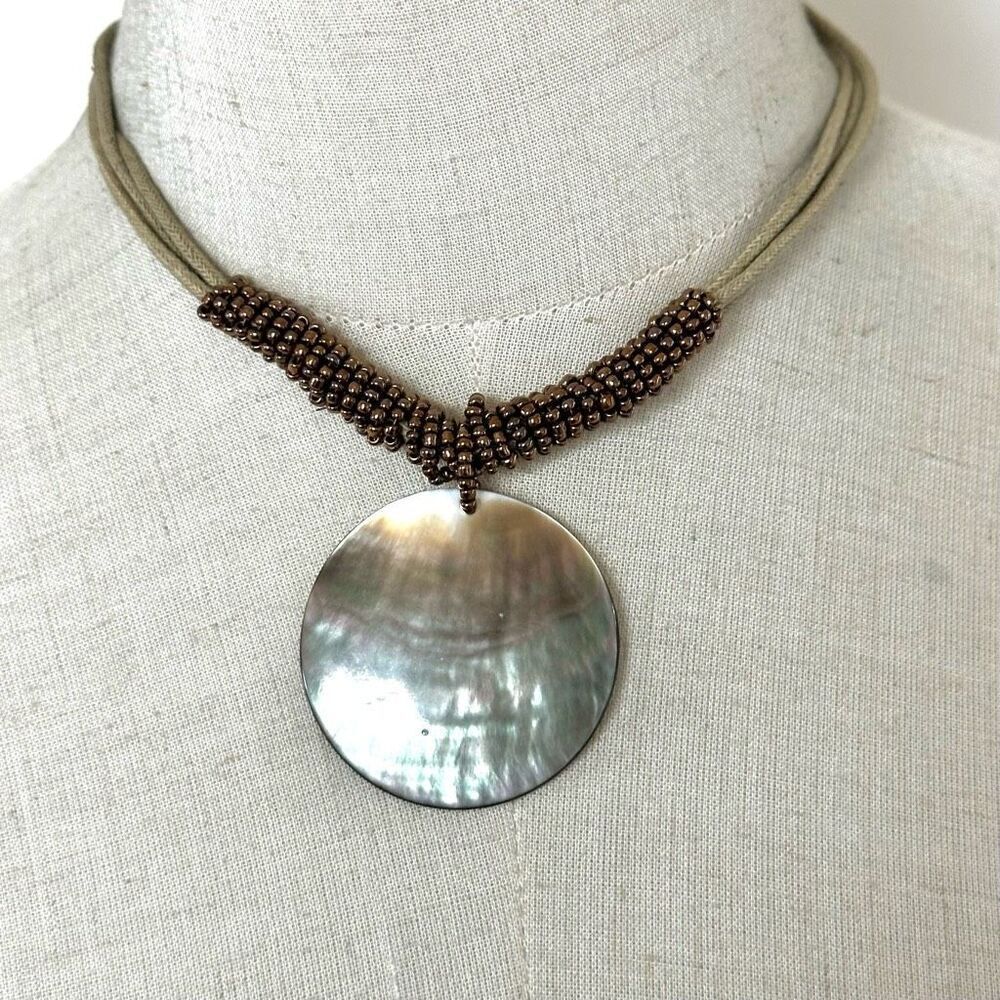 Lia Sophia abalone pendant necklace on cord